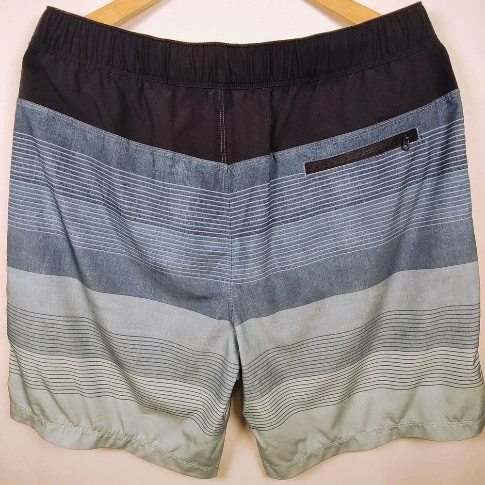 Speedo Men's Large Blue Gray Board Shorts Swim Trunks